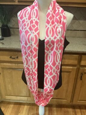 Pink and White Stylish Infinity Scarf